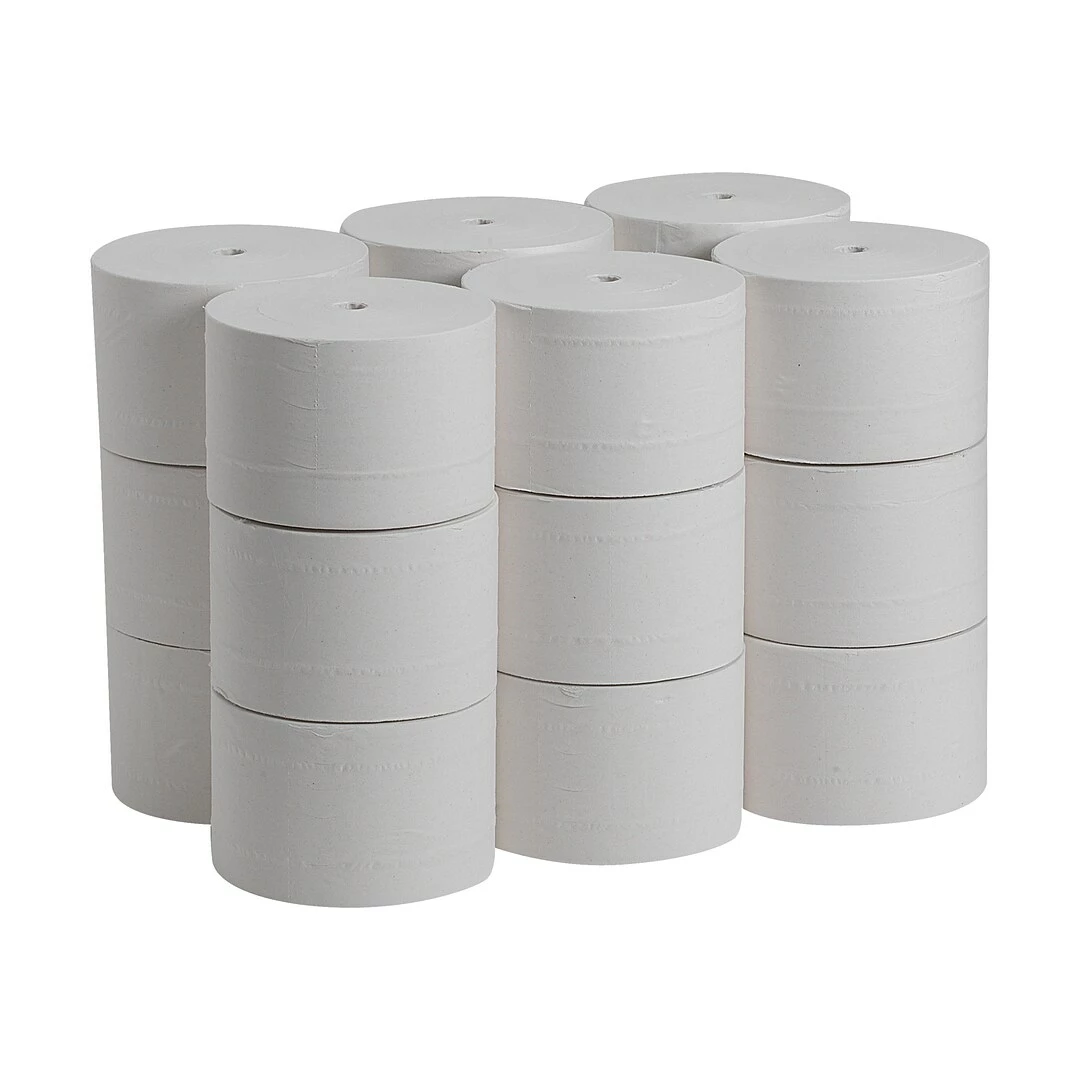 Compact Recycled Coreless Toilet Paper, 2-Ply, White, 1500 Sheets/Roll, 18 Rolls/Carton (19378) - Image 5