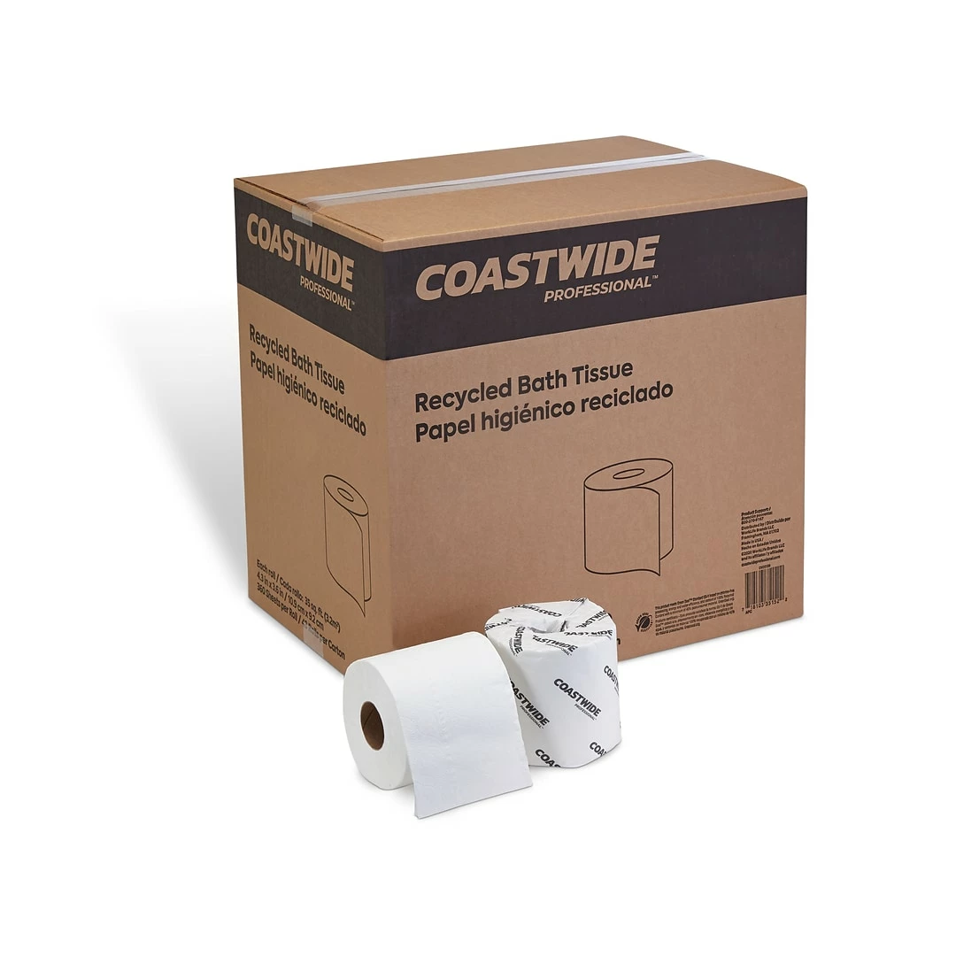 Coastwide Professional™ Recycled 2-Ply Standard Toilet Paper, White, 350 Sheets/Roll, 48 Rolls/Carton (CW20189) 1 Coastwide Professional™ Recycled 2-Ply Standard Toilet Paper, White, 350 Sheets/Roll, 48 Rolls/Carton (CW20189)