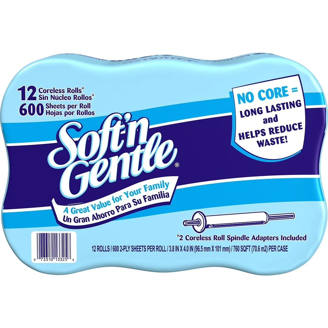 Georgia-Pacific Soft'n Gentle 2-ply Coreless Toilet Paper, White, 600 Sheets/Roll, 12 Rolls/Case (13325501) - Image 2