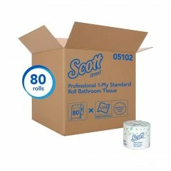 Scott Essential 1-Ply Standard Toilet Paper, White, 1210 Sheets/Roll, 80 Rolls/Carton (05102)