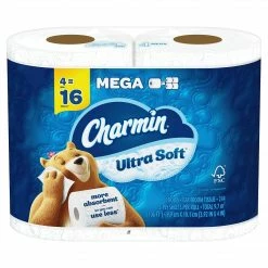 Charmin Ultra Soft 2-Ply Mega Toilet Paper, White, 244 Sheets/Roll, 4 Rolls/Pack, 6 Packs/Carton (01570)