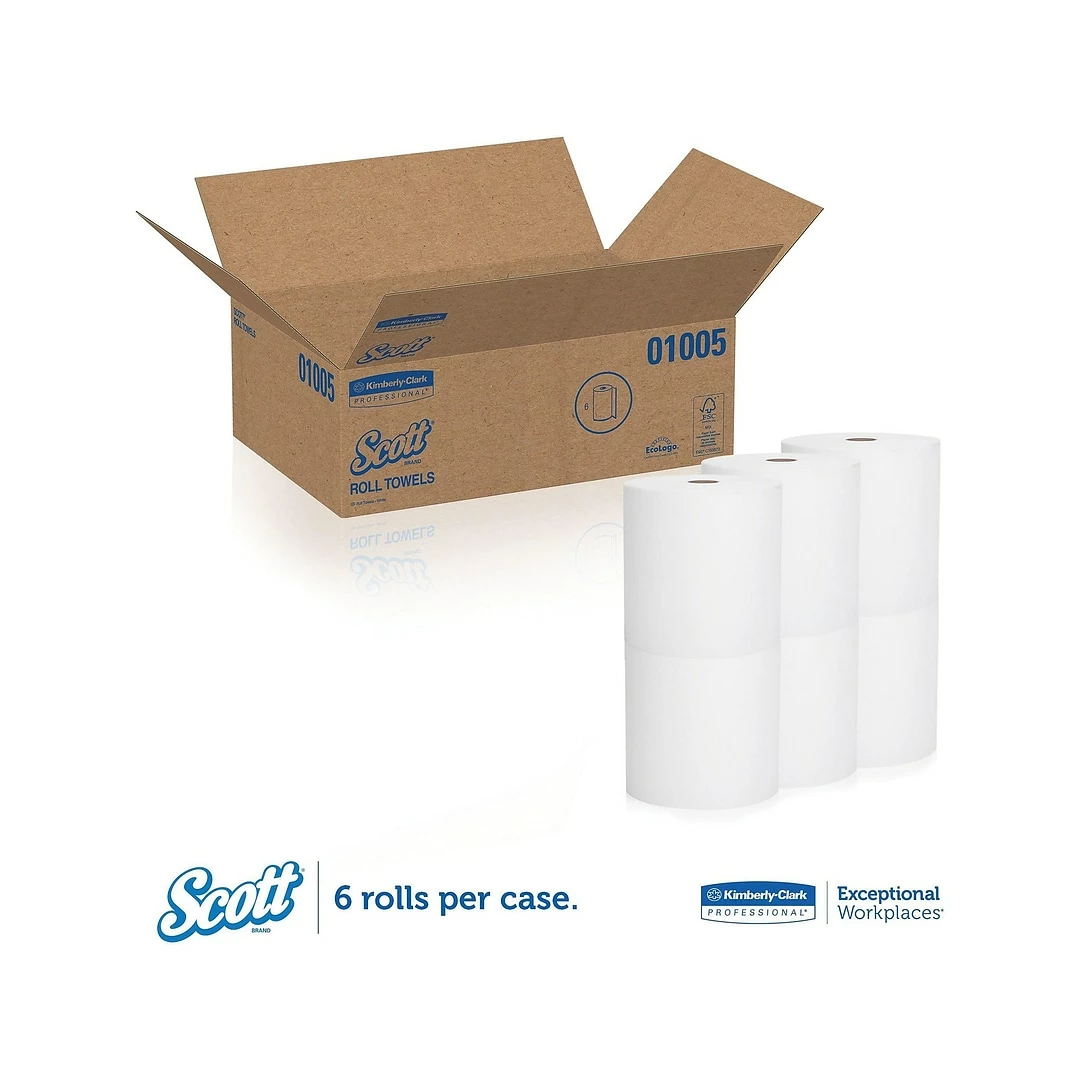 Scott Essential Recycled Hardwound Paper Towels, 1-ply, 1000 Ft./Roll, 6 Rolls/Carton (01005) - Image 3