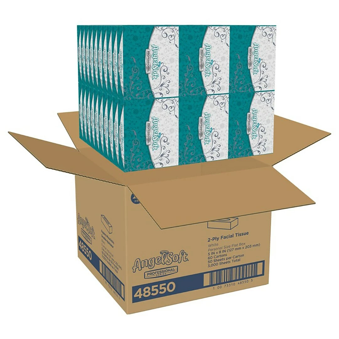 Angel Soft Professional Series Standard Facial Tissue, 2-Ply, 50 Sheets/Box, 60/Carton (48550) - Image 4