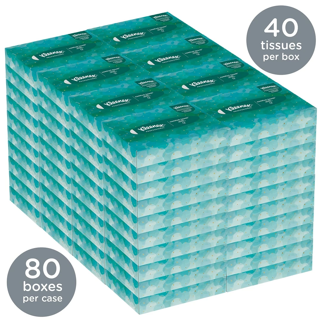 Kleenex Junior Facial Tissue, 2-ply, 40 Tissues/Box, 80 Boxes/Pack (21195) - Image 2