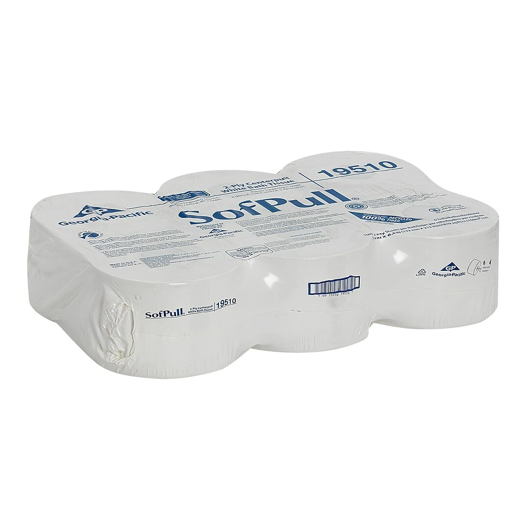 SofPull CenterPull Toilet Paper, 2-Ply, White, 1000 Sheets/Roll, 6 Rolls/Carton (19510/19500) - Image 4