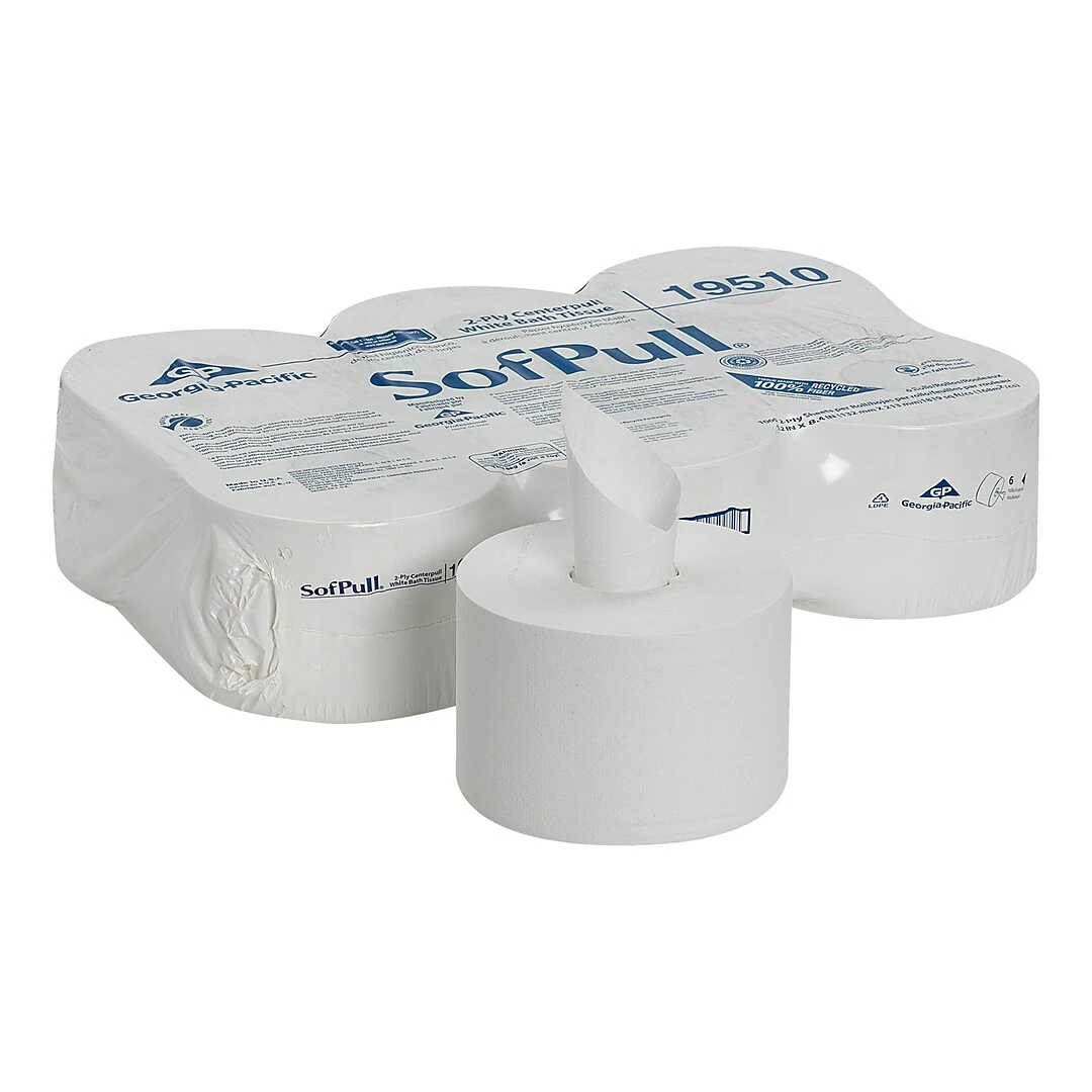 SofPull CenterPull Toilet Paper, 2-Ply, White, 1000 Sheets/Roll, 6 Rolls/Carton (19510/19500) - Image 5