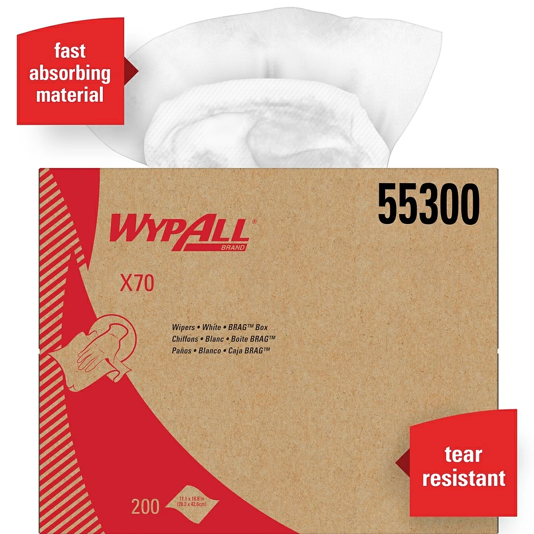 WypAll® X70 Center-Pull, 1-Ply, Cloth Paper Towels, 200/Box (55300) - Image 3