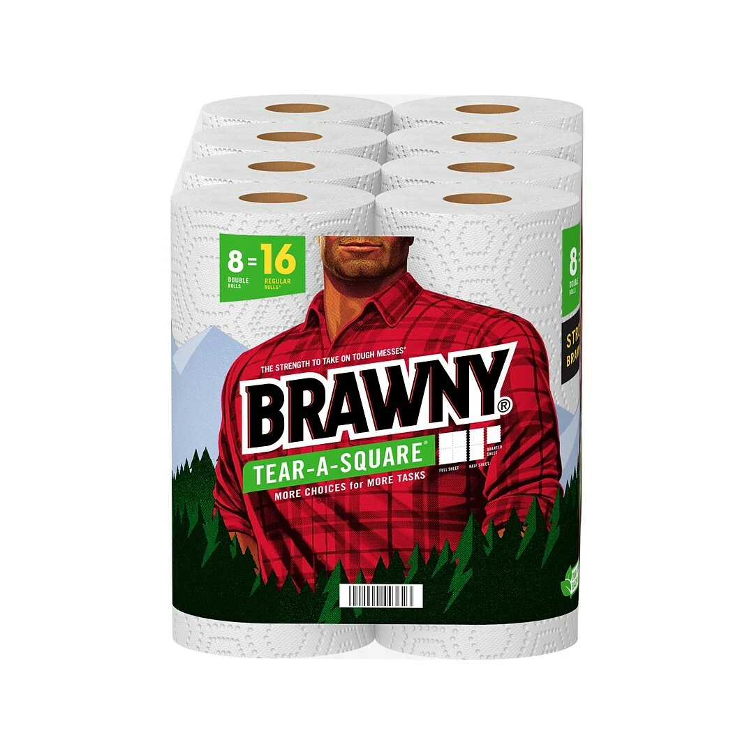 Brawny Tear-A-Square Paper Towels, 2-ply, 120 Sheets/Roll, 16 Rolls/Pack (44372/50) - Image 5
