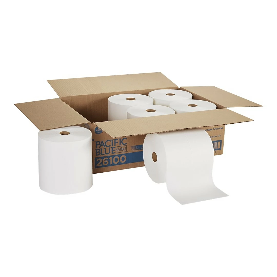 Pacific Blue Select Recycled Hardwound Paper Towels, 1-ply, 1000 Ft./Roll, 6 Rolls/Carton (26100)