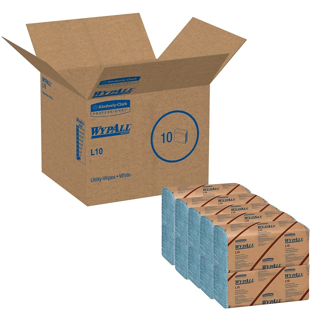 WypAll L10 Nylon Wipers, Blue, 224 Towels/Pack, 10 Packs/Carton (05123) - Image 2