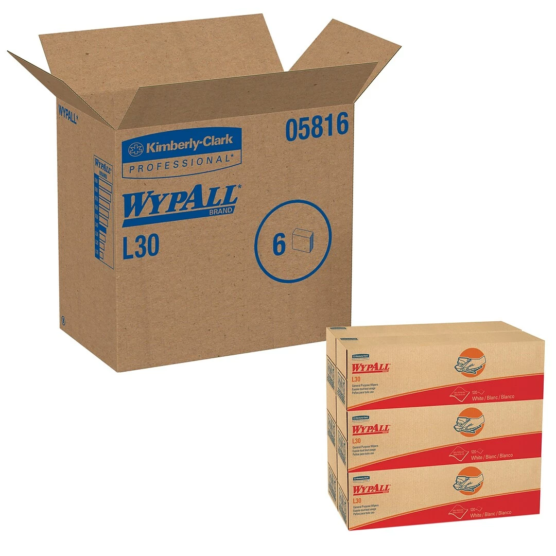 WypAll L30 DRC Wipers, White, 120 Sheets/Box, 6 Boxes/Pack (05816) - Image 4