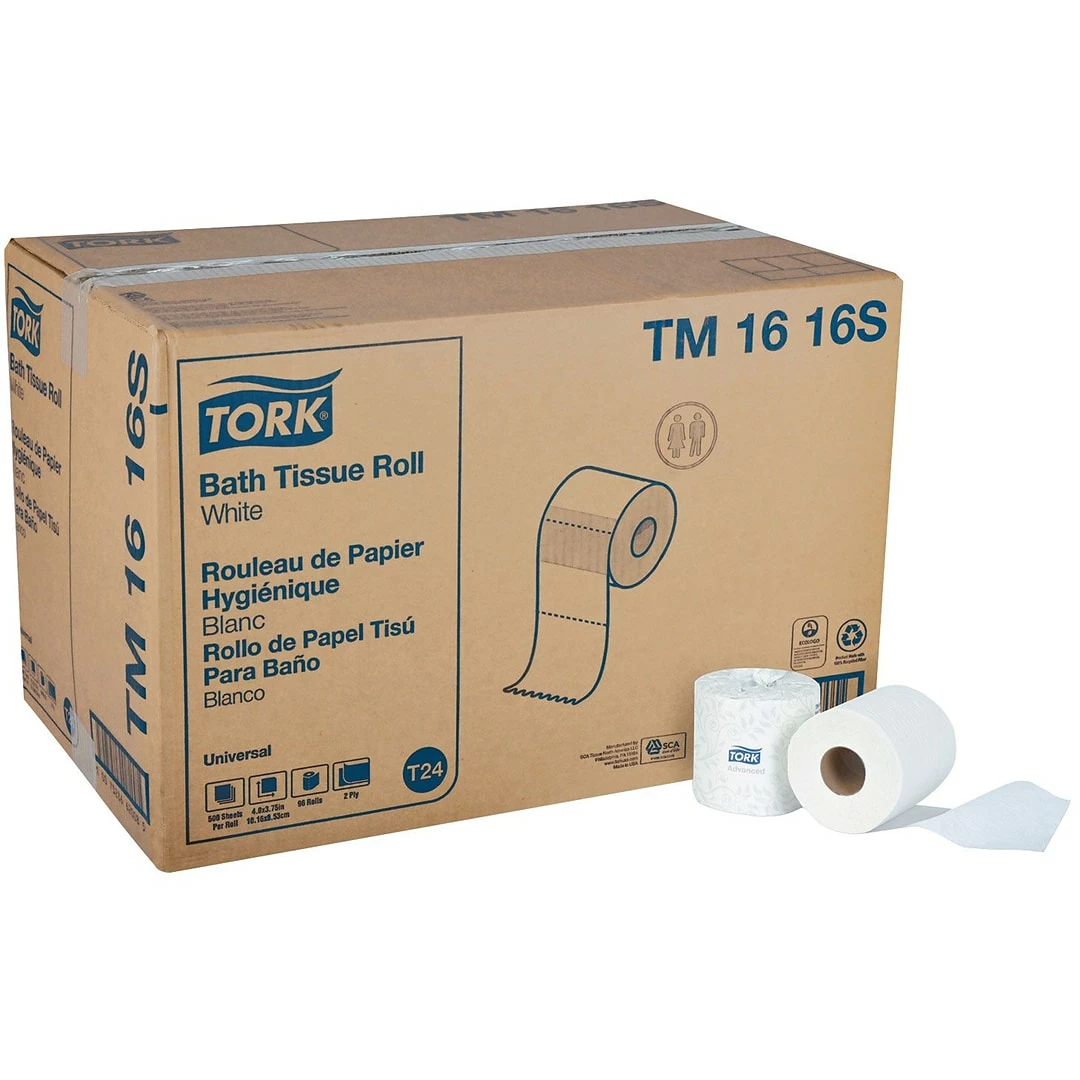 Tork® Universal Bath Tissue, 2-Ply, 500 Sheets/Roll, 96 Rolls/Carton - Image 2