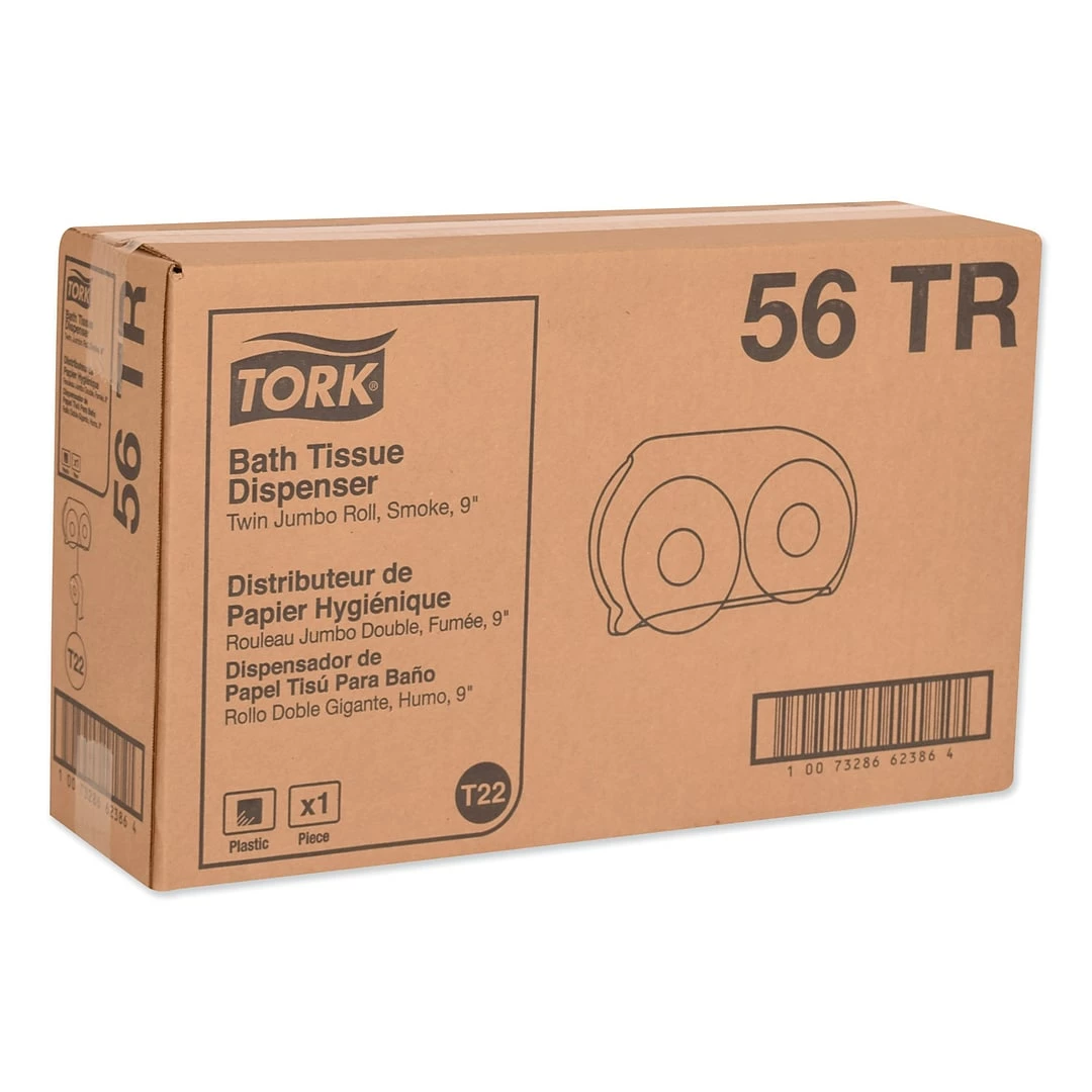 Tork® Twin Jumbo Roll Bath Tissue Dispenser, 19.29 X 5.51 X 11.83, Smoke/Gray - Image 3