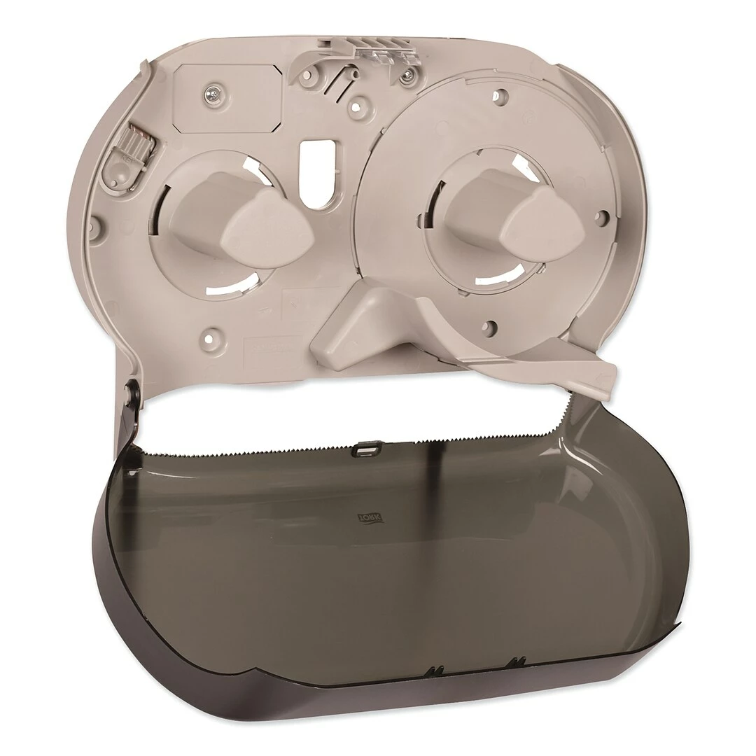Tork® Twin Jumbo Roll Bath Tissue Dispenser, 19.29 X 5.51 X 11.83, Smoke/Gray - Image 6