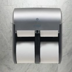 Compact® 4-Roll Quad Coreless Toilet Paper Dispenser By GP PRO, Faux Stainless, 11.750”W X 6.900”D X 13.250”H (56746A)