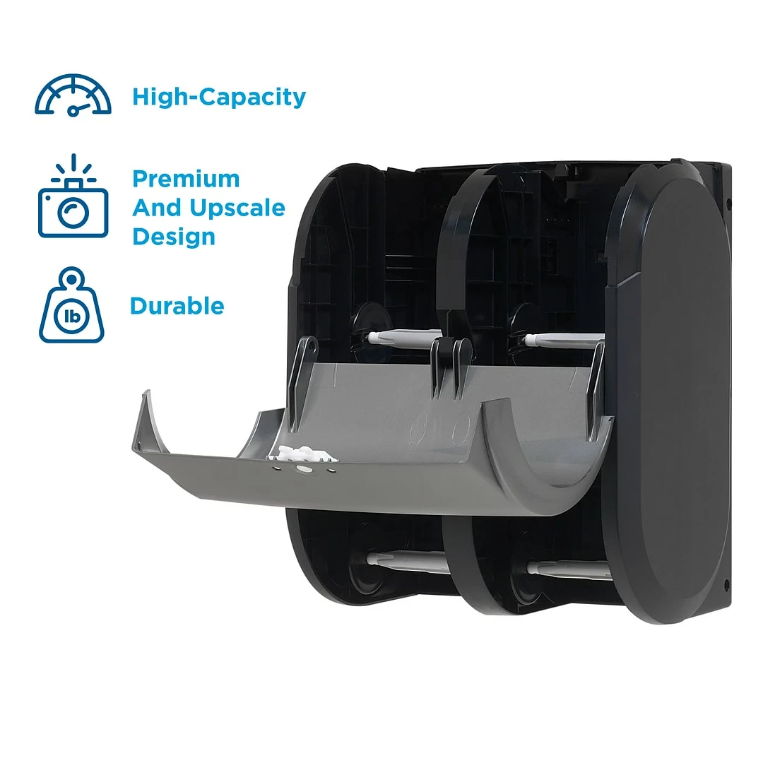 Compact® 4-Roll Quad Coreless Toilet Paper Dispenser By GP PRO, Faux Stainless, 11.750”W X 6.900”D X 13.250”H (56746A) - Image 3