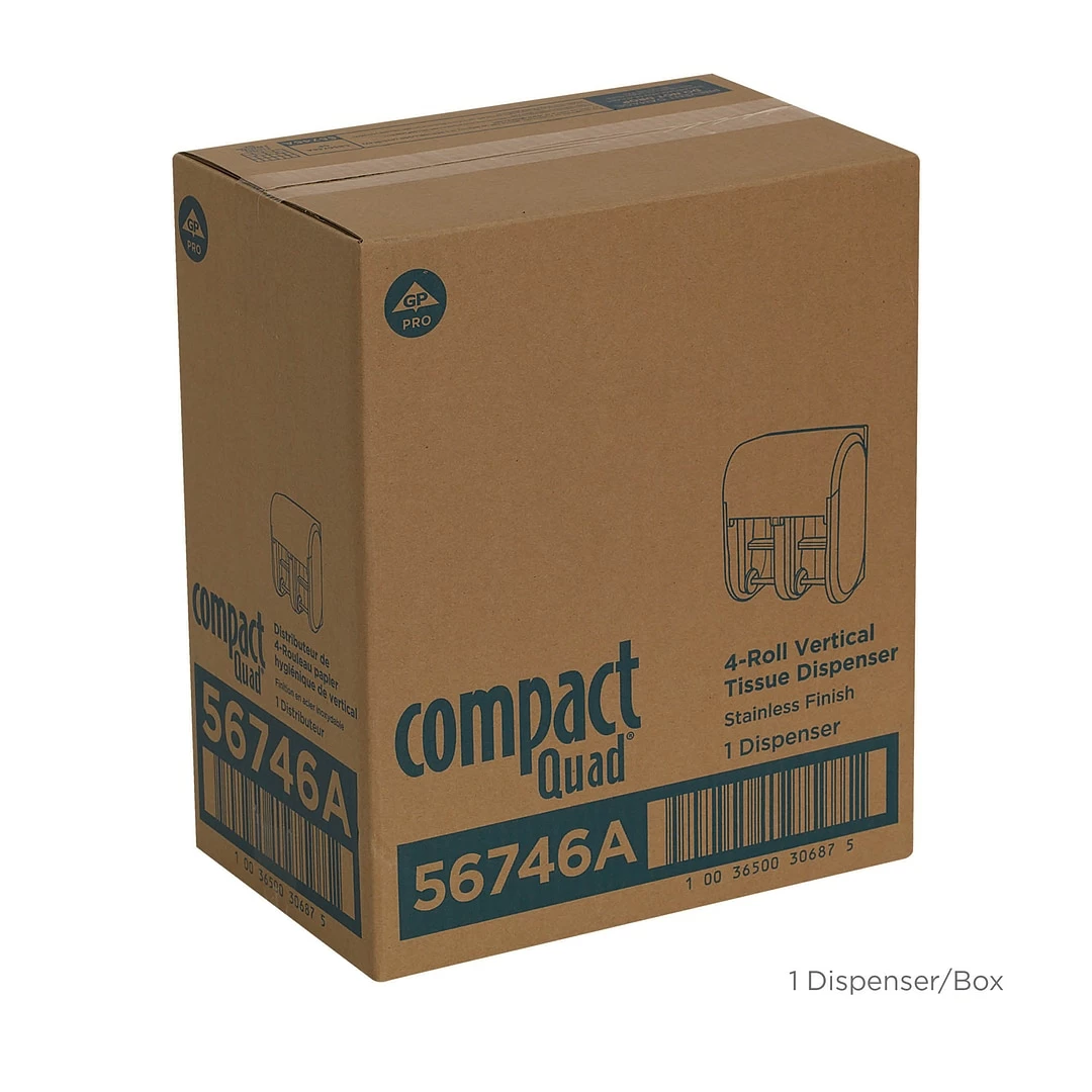 Compact® 4-Roll Quad Coreless Toilet Paper Dispenser By GP PRO, Faux Stainless, 11.750”W X 6.900”D X 13.250”H (56746A) - Image 5