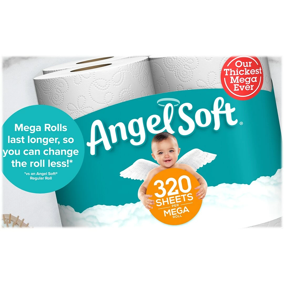Angel Soft Mega Toilet Paper, 2-Ply, White, 320 Sheets/Roll, 48 Rolls/Pack (79403/50) - Image 3