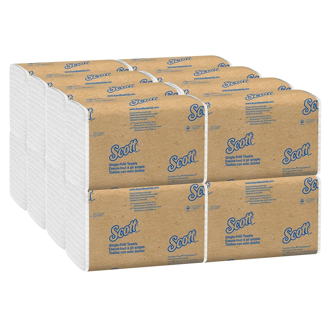 Scott Essential Recycled Single Fold Paper Towels, 1-ply, 250 Sheets/Pack, 16 Packs/Carton (01700) - Image 3