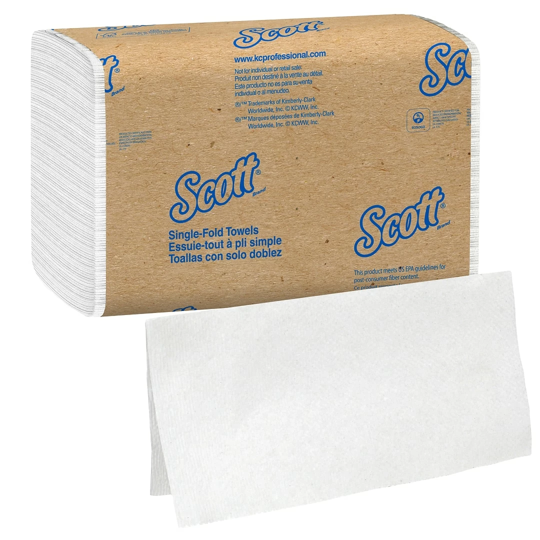 Scott Essential Recycled Single Fold Paper Towels, 1-ply, 250 Sheets/Pack, 16 Packs/Carton (01700) - Image 4