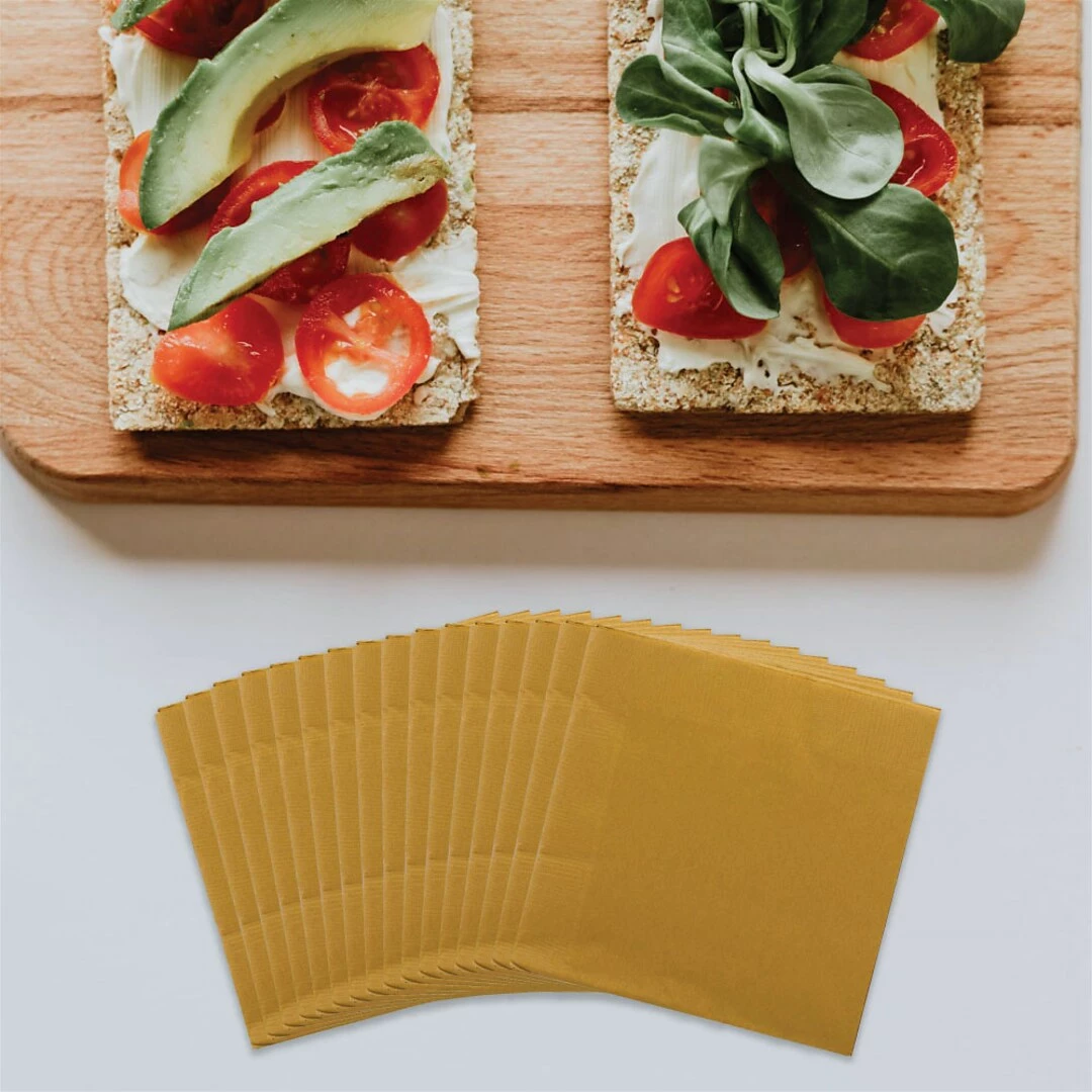 JAM Paper Beverage Napkin, 2-ply, Gold, 40 Napkins/Pack (356028327) - Image 2