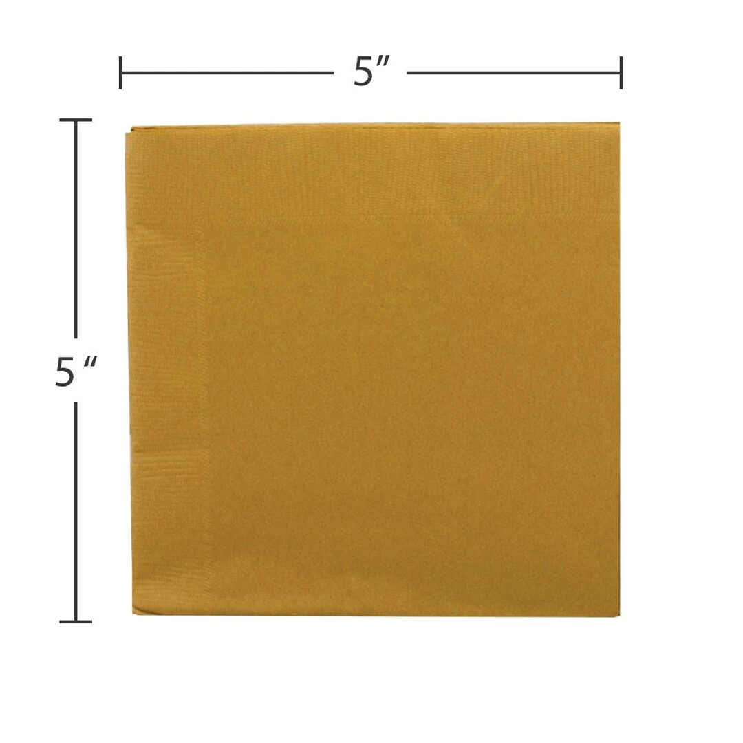 JAM Paper Beverage Napkin, 2-ply, Gold, 40 Napkins/Pack (356028327) - Image 3