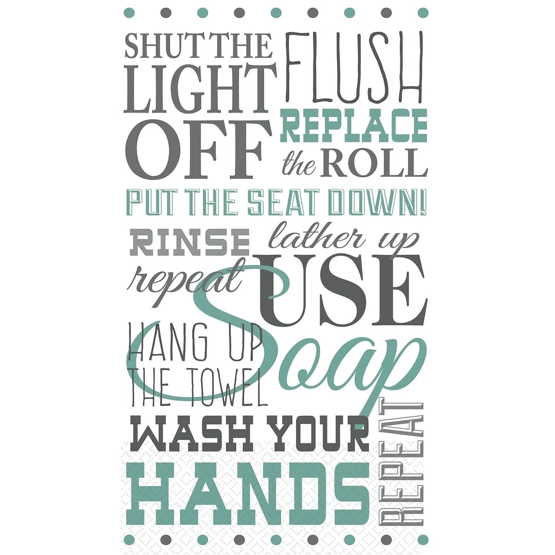 Amscan Bathroom Etiquette Guest Towels, 7.75'' X 4.5'', 4/Pack, 16 Per Pack (530016)