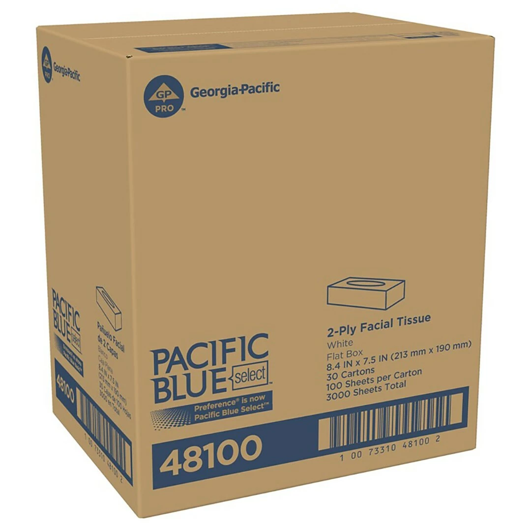 Pacific Blue Select Facial Tissue, 2-ply, 100 Tissues/Box, 30 Boxes/Carton (48100) - Image 4