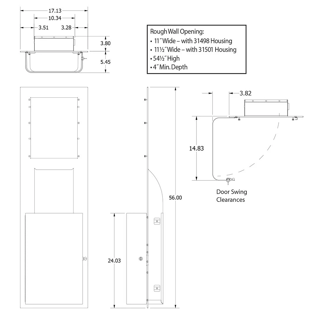 Scott Pro MOD Recessed Wall Unit With Trash Receptacle, Gray/Silver, 11" W X 54.5" H (35370) - Image 6