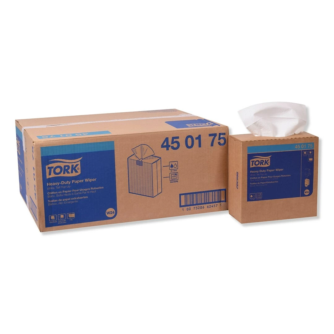 Tork Heavy-Duty Paper Wiper, 9.25 X 16.25, White, 90 Wipes/Box, 10 Boxes/Carton (TRK450175)