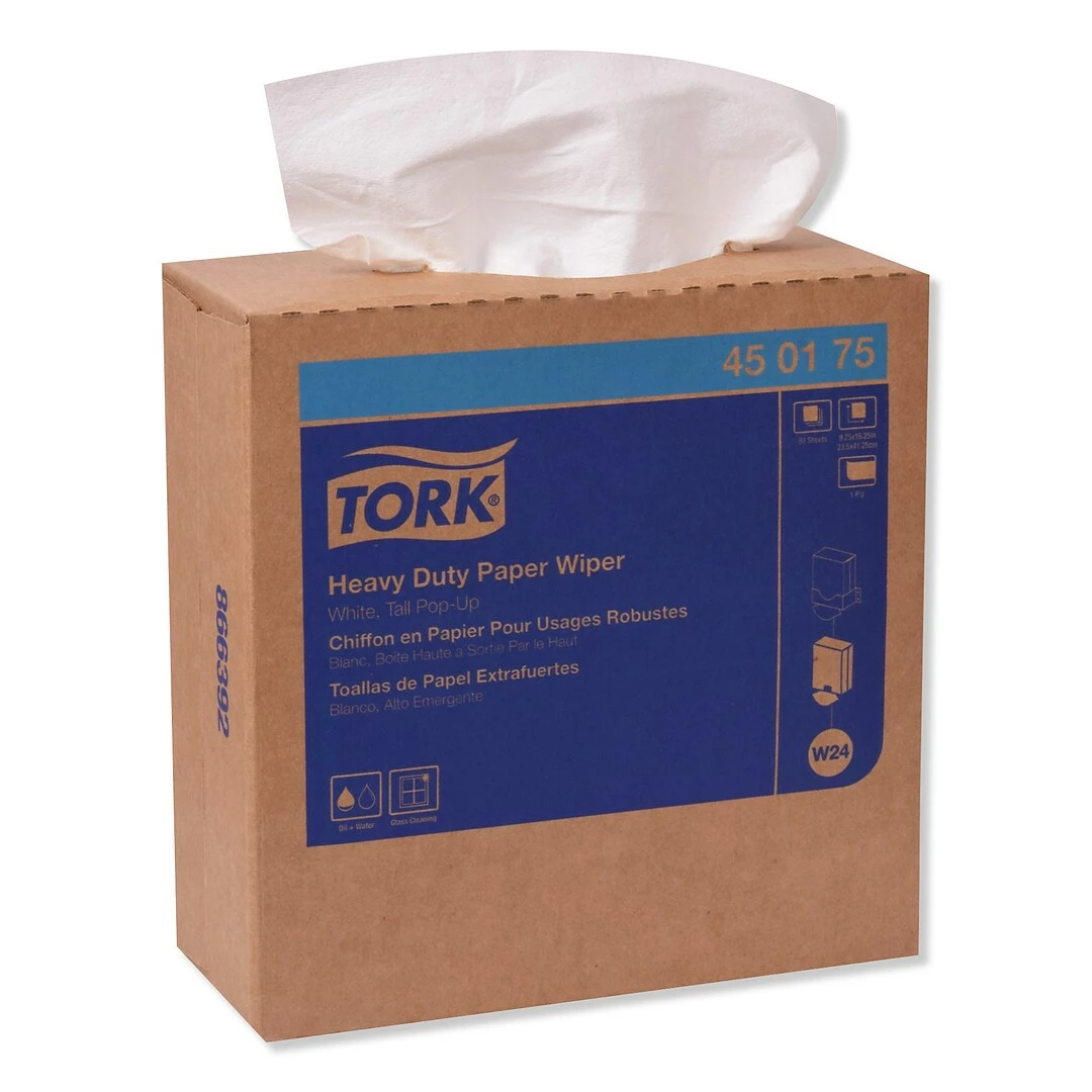 Tork Heavy-Duty Paper Wiper, 9.25 X 16.25, White, 90 Wipes/Box, 10 Boxes/Carton (TRK450175) - Image 5