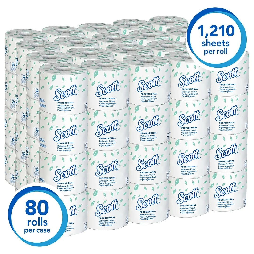 Scott Essential Standard Toilet Paper, 2-Ply, White, 550 Sheets/Roll, 80 Rolls/Carton (04460) - Image 3