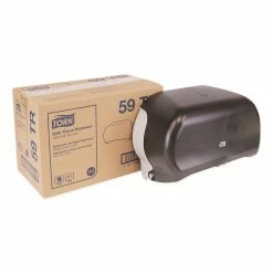 Tork Twin Standard Roll Bath Tissue Dispenser,12.75 X 5.57 X 8.25, Smoke