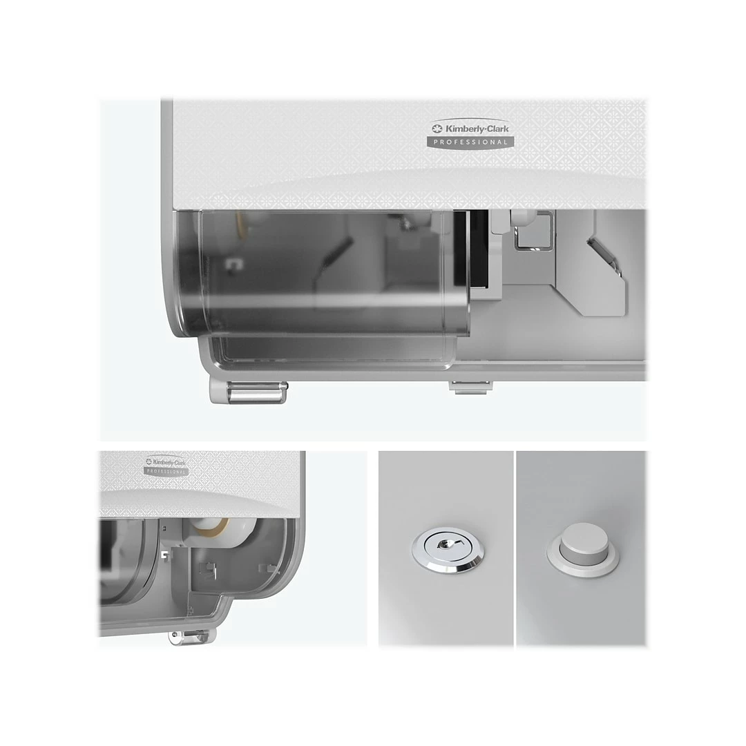 Kimberly-Clark Professional ICON Coreless 2-Roll Horizontal Toilet Paper Dispenser With Faceplate, White Mosaic (58712) - Image 2