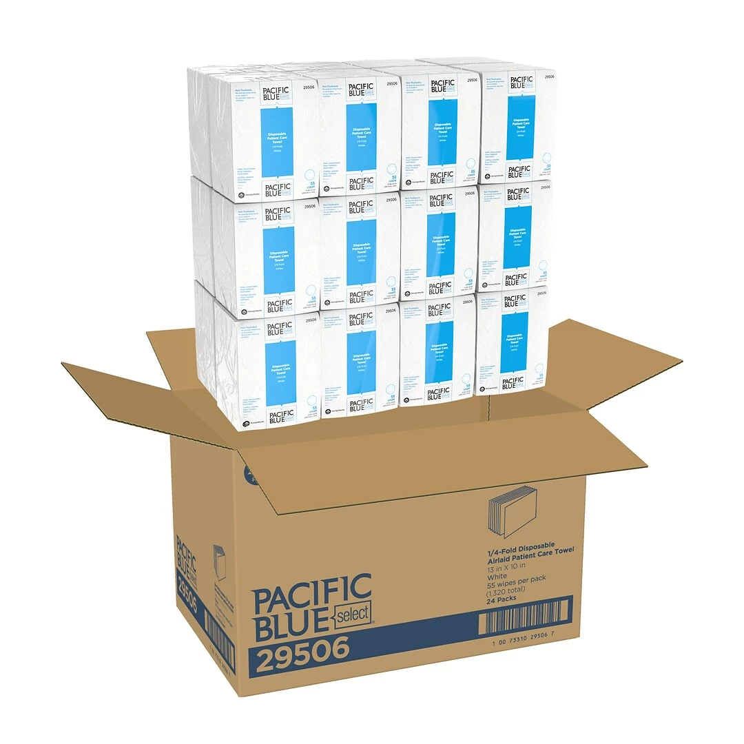 Pacific Blue Select Patient Care Single Fold Paper Towels, 1-ply, 55 Sheets/Pack, 24 Packs/Carton (29506) - Image 3