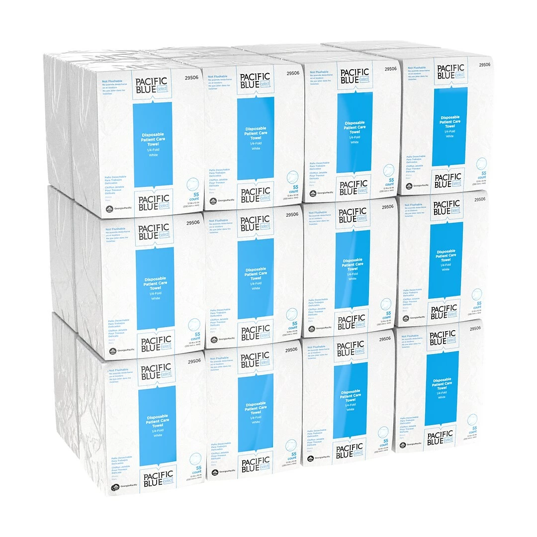 Pacific Blue Select Patient Care Single Fold Paper Towels, 1-ply, 55 Sheets/Pack, 24 Packs/Carton (29506) - Image 4