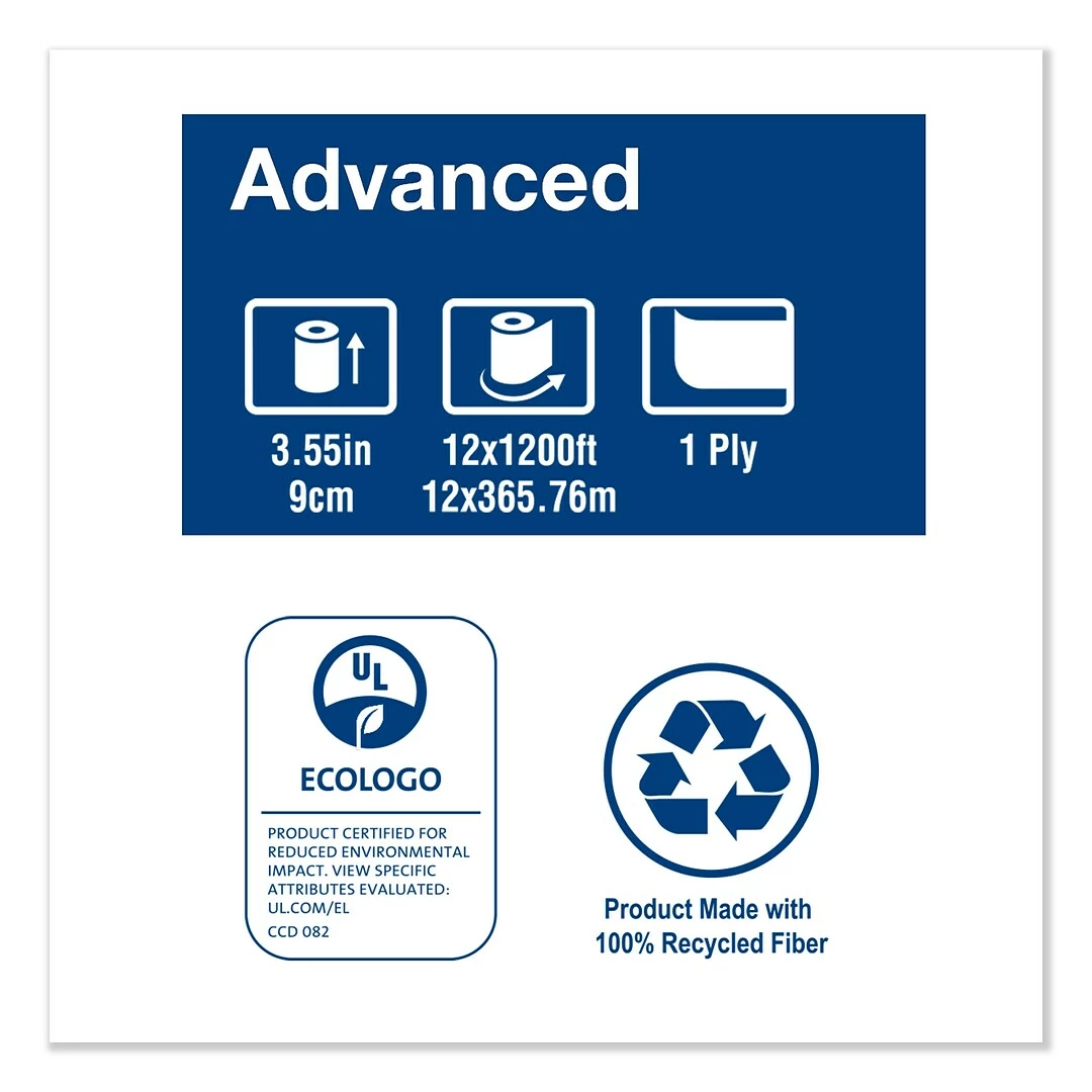 Tork Advanced Jumbo Bath Tissue, Septic Safe, 1-Ply, White, 3.48" X 1200 Ft, 12 Rolls/Carton - Image 4