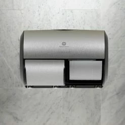 Georgia-Pacific Compact® 2-Roll Side-by-Side Coreless Toilet Paper Dispenser By GP PRO, Faux Stainless, (56796A)