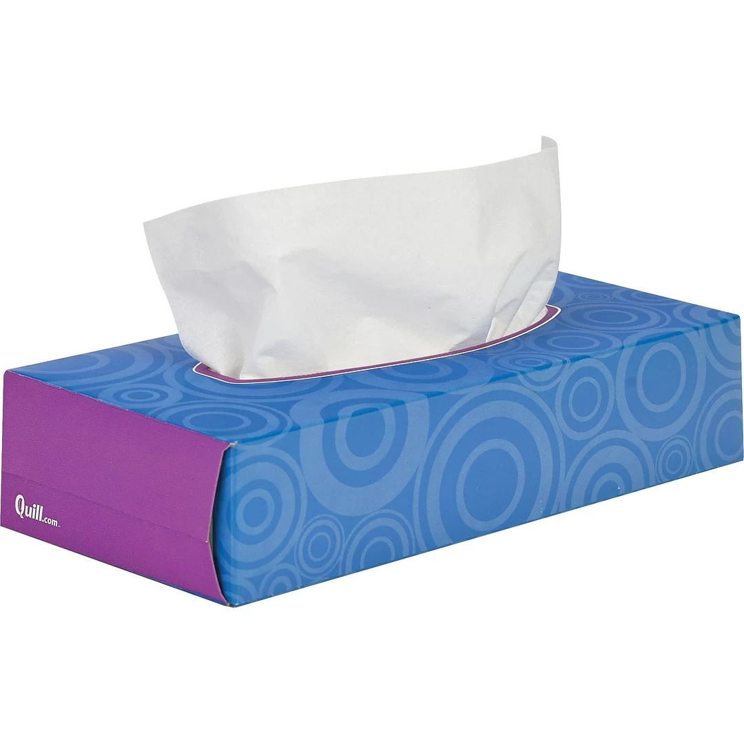 Quill BrandĀ® Flat Box Facial Tissue, 2-Ply, White, 100 Sheets/Box, 30 Boxes/Carton (7TF830CT) - Image 2