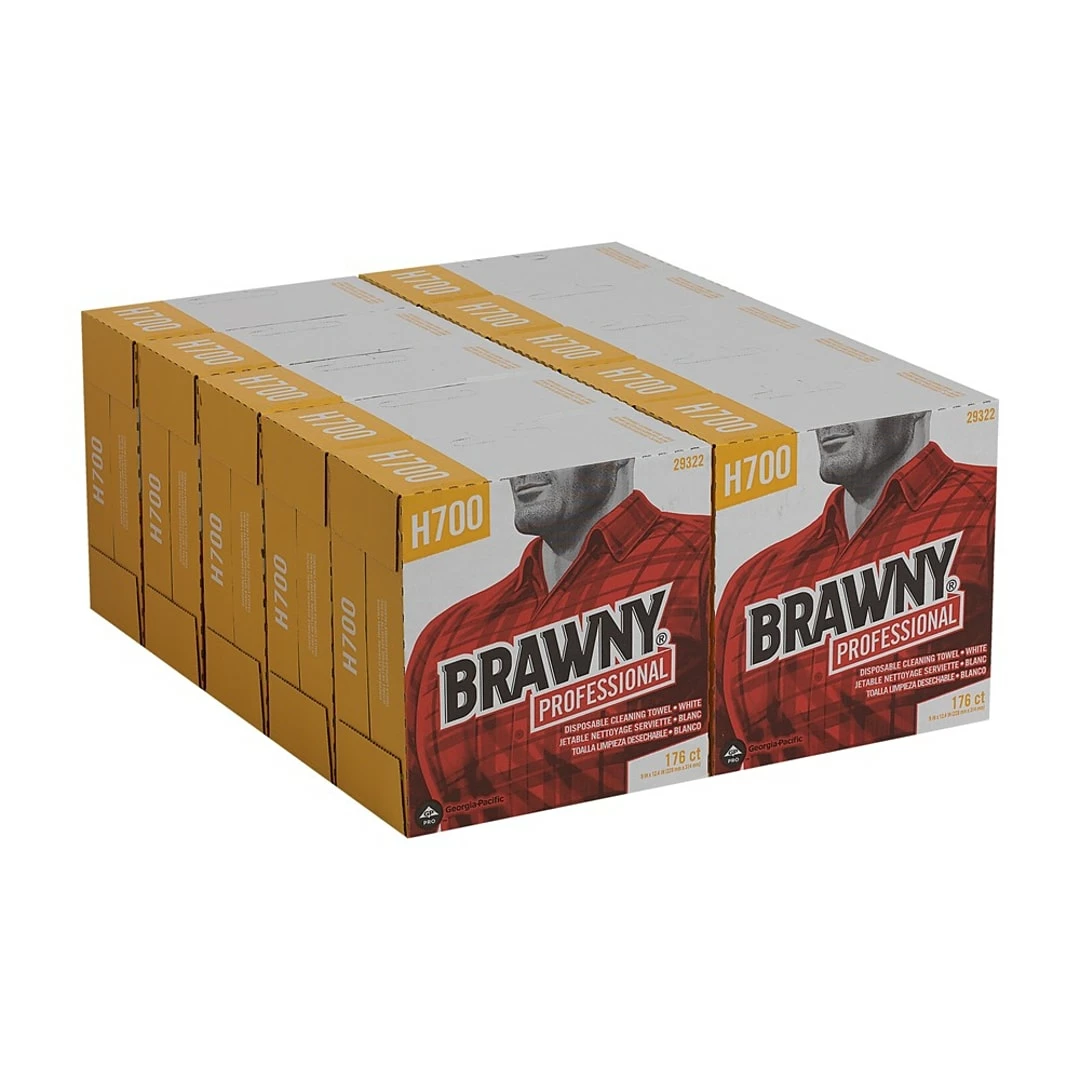 Brawny Professional H700 Fiberboard Dry Cloths, White, 176 Wipers/Box, 10 Boxes/Carton (29322) - Image 5