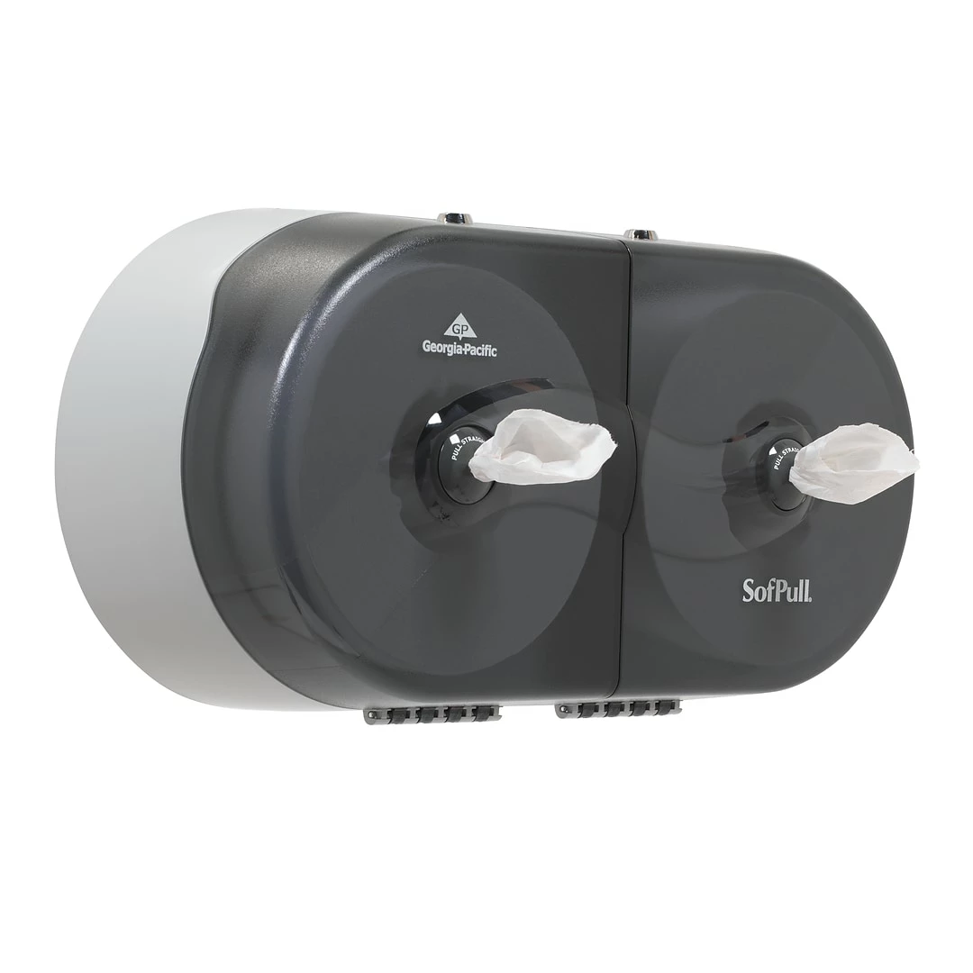 SofPull® Twin High-Capacity Centerpull Bathroom Tissue Dispenser By GP PRO, Smoke (56509) - Image 4