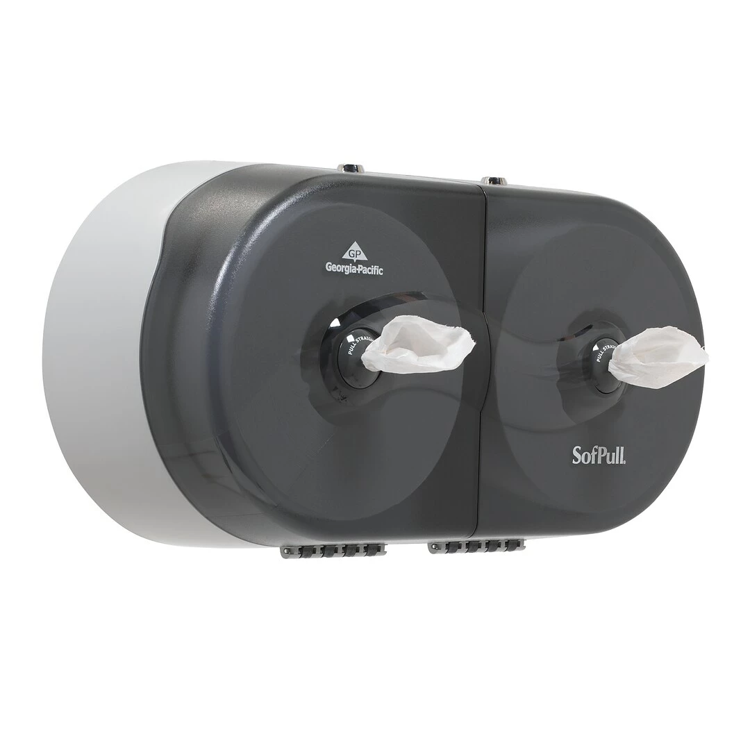SofPull® Twin High-Capacity Centerpull Bathroom Tissue Dispenser By GP PRO, Smoke (56509) - Image 4