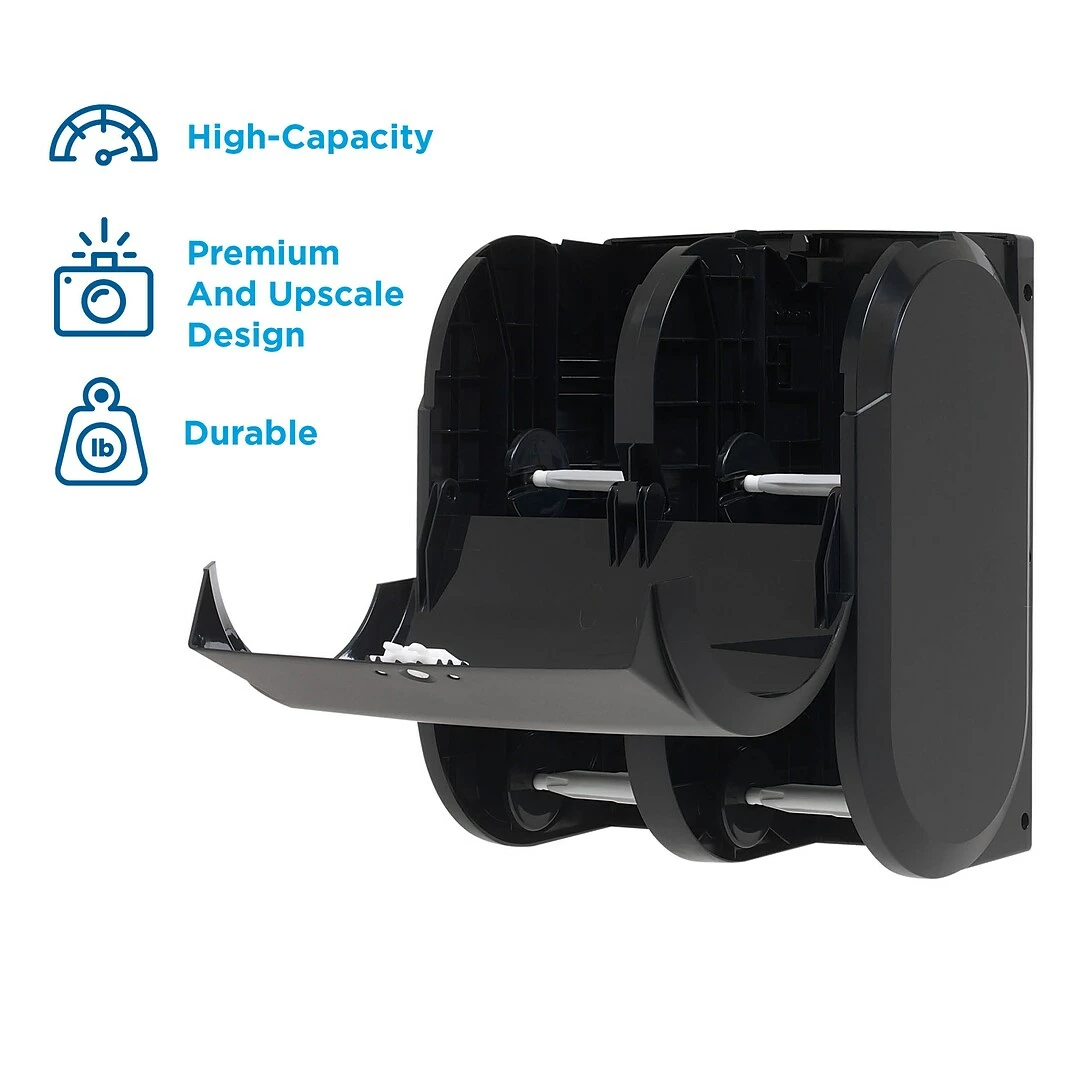 Compact® 4-Roll Quad Coreless Toilet Paper Dispenser By GP PRO, Black, 11.750” W X 6.900” D X 13.250” H (56744A) - Image 3