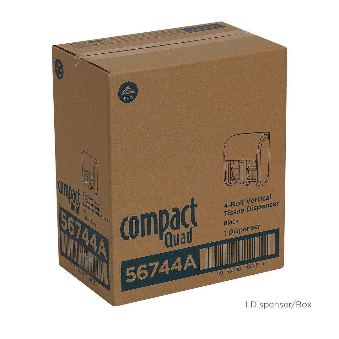 Compact® 4-Roll Quad Coreless Toilet Paper Dispenser By GP PRO, Black, 11.750” W X 6.900” D X 13.250” H (56744A) - Image 5