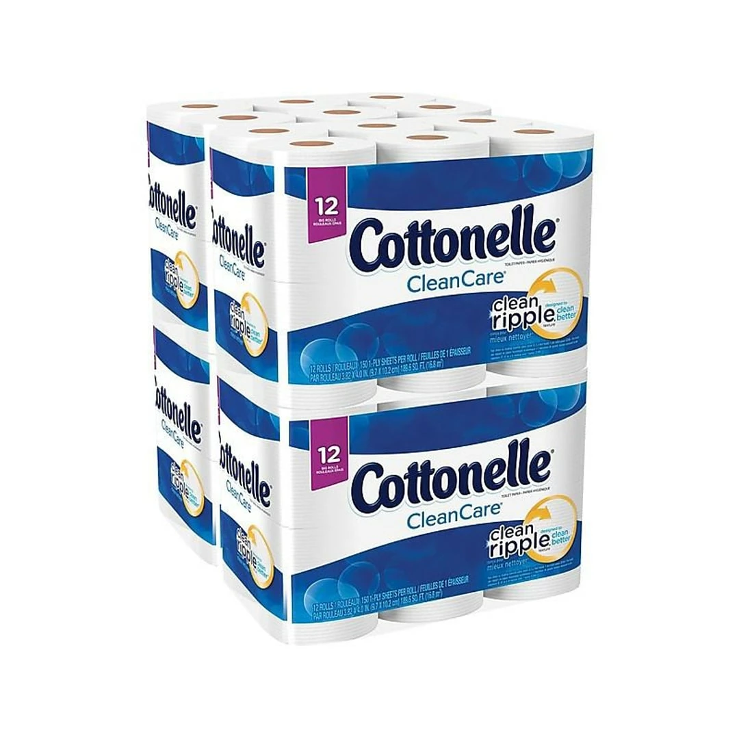 Cottonelle CleanCare 1-Ply Standard Toilet Paper, White, 150 Sheets/Roll, 48 Rolls/Pack (12456) - Image 2