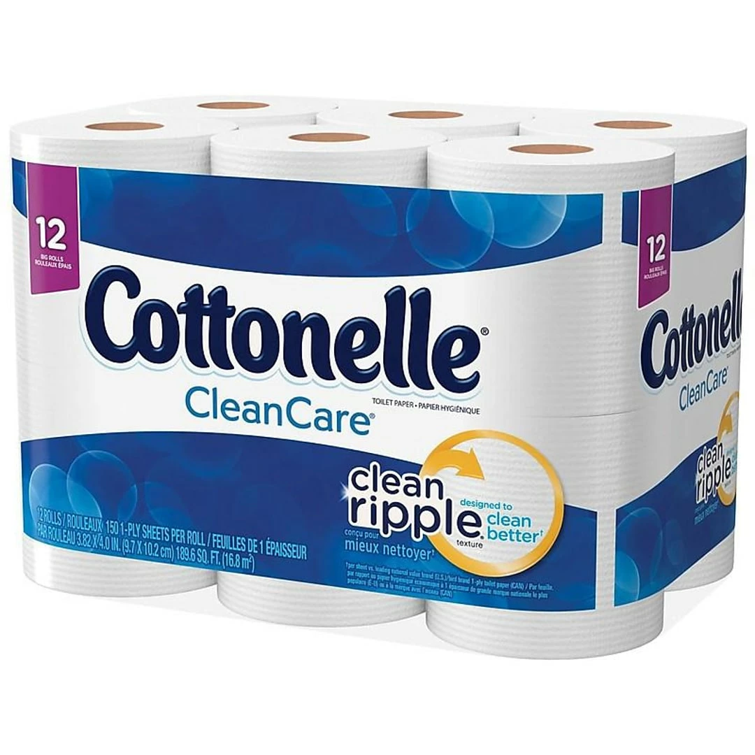 Cottonelle CleanCare 1-Ply Standard Toilet Paper, White, 150 Sheets/Roll, 48 Rolls/Pack (12456) - Image 4