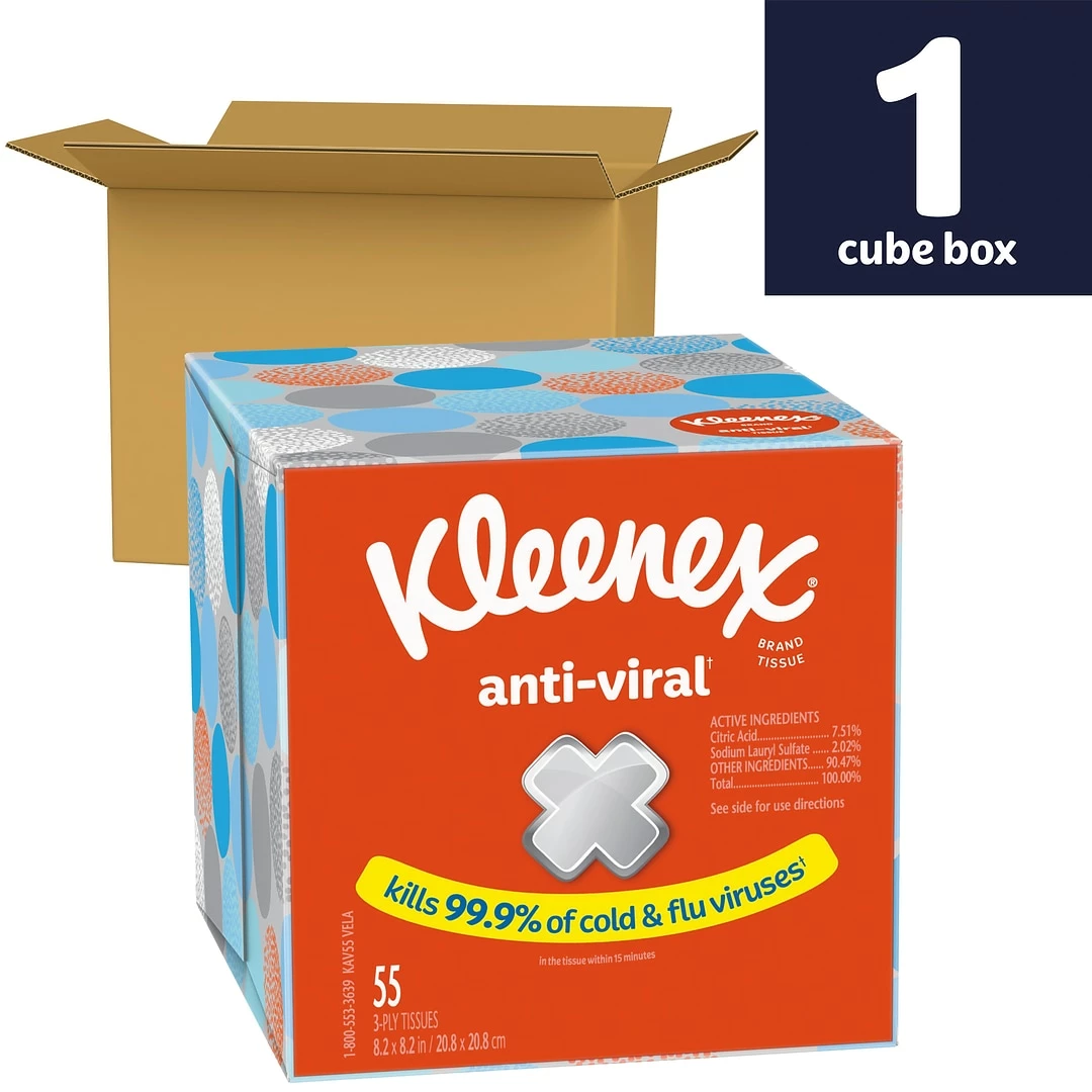 Kleenex Boutique Antiviral Facial Tissue, 3-Ply, 55 Sheets/Box, 27/Carton (49978) - Image 3