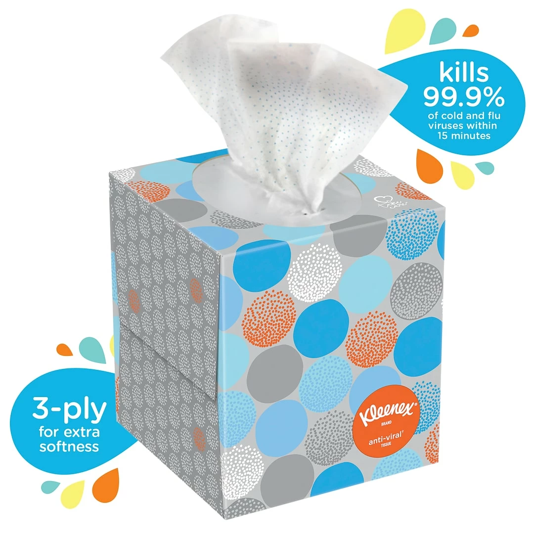 Kleenex Antiviral Facial Tissue, 3-Ply, 60 Sheets/Box, 12/Carton (21286CT) - Image 3