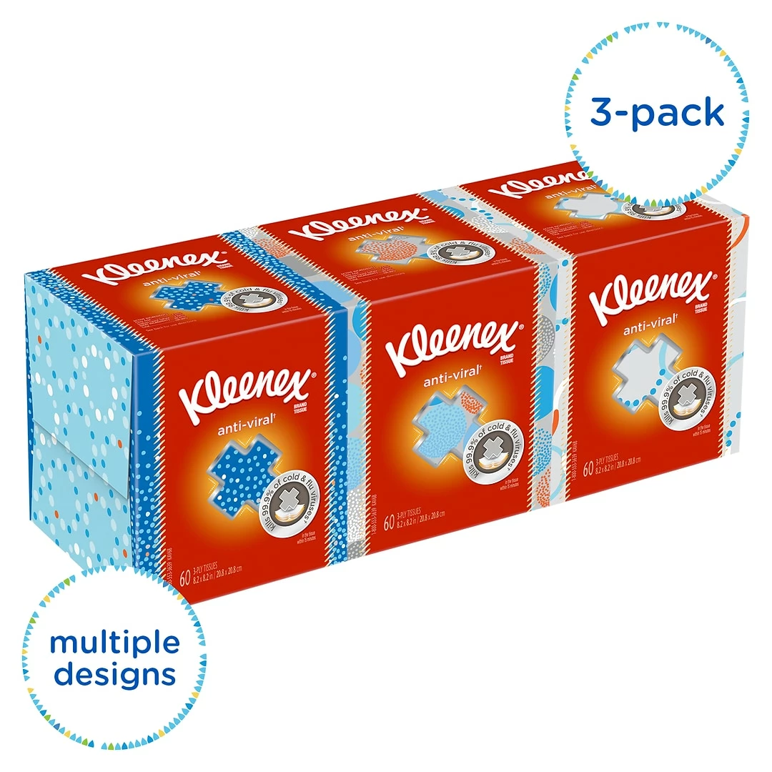 Kleenex Antiviral Facial Tissue, 3-Ply, 60 Sheets/Box, 12/Carton (21286CT) - Image 4