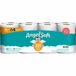Angel Soft Mega Toilet Paper, 2-Ply, White, 320 Sheets/Roll, 16 Rolls/Case (79423/01)